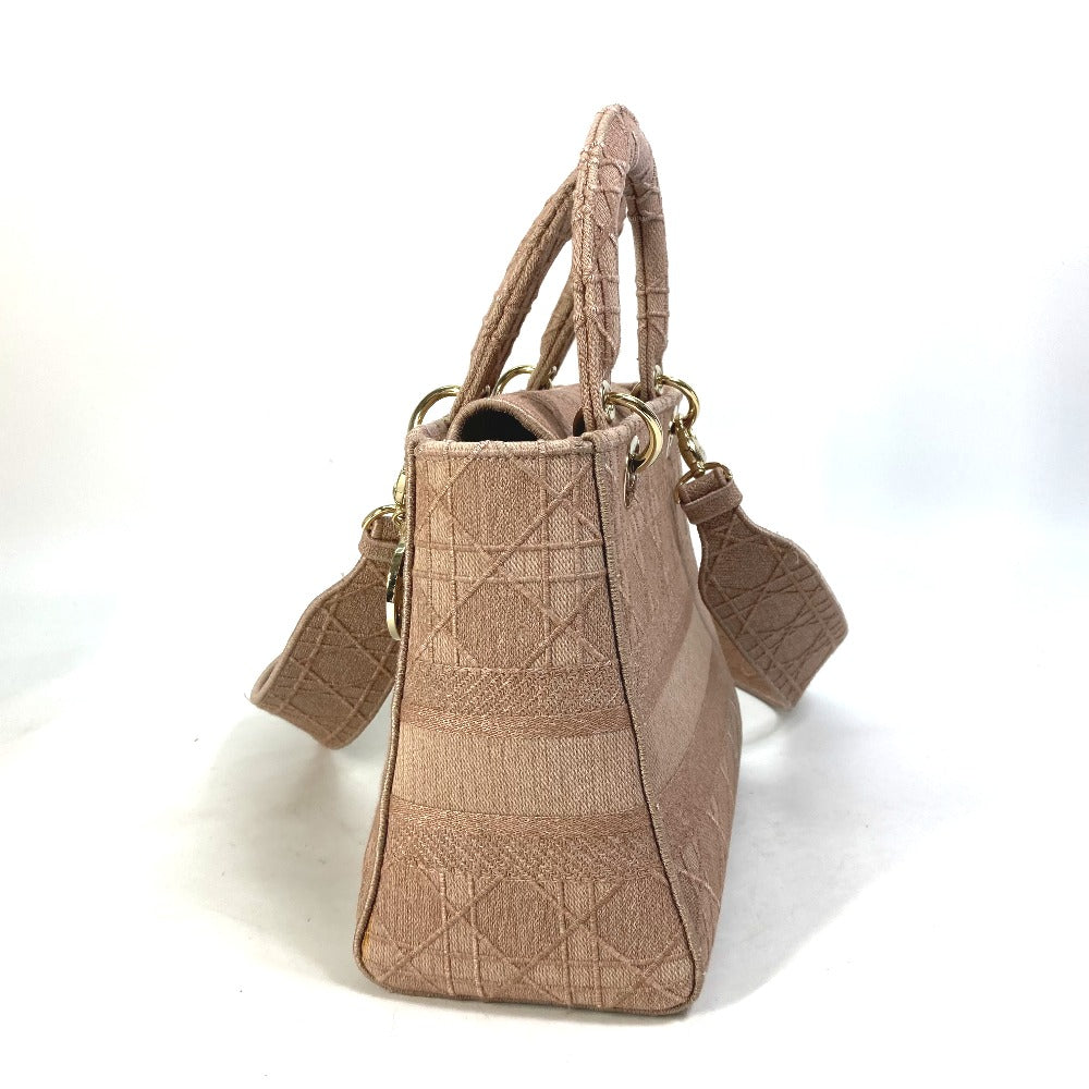 Dior Handbag M0565OWZA canvas pink 2WAY Bag Shoulder Bag Crossbody LADY D-LITE Medium Women Used Authentic