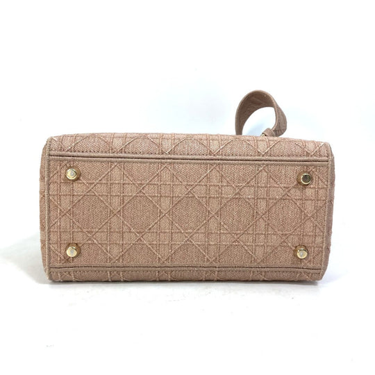 Dior Handbag M0565OWZA canvas pink 2WAY Bag Shoulder Bag Crossbody LADY D-LITE Medium Women Used Authentic