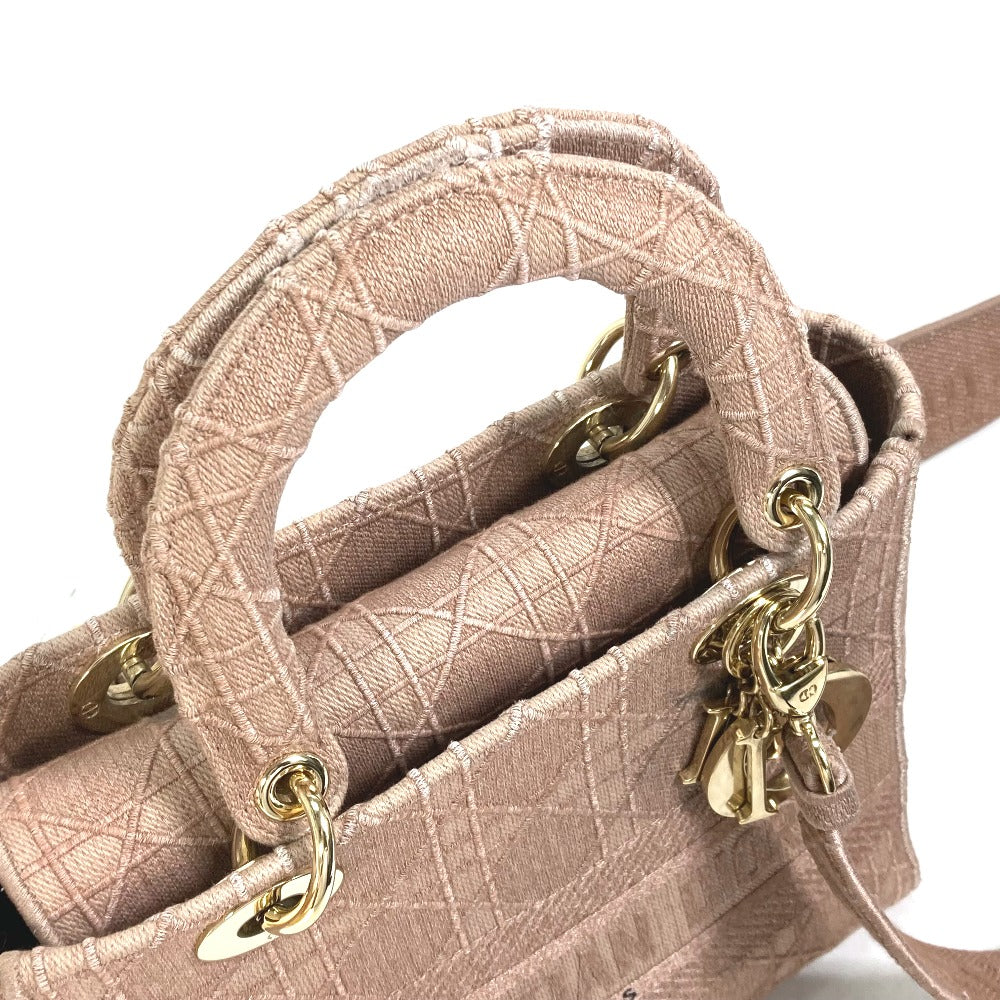 Dior Handbag M0565OWZA canvas pink 2WAY Bag Shoulder Bag Crossbody LADY D-LITE Medium Women Used Authentic