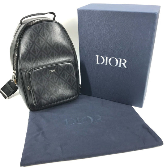 Dior Sling bag 1ESBO038CDP_H43E leather black CD Diamond Rider Sling Bag mens Used Authentic
