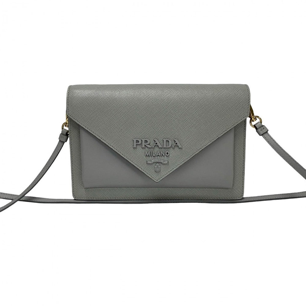 PRADA Shoulder Bag leather gray