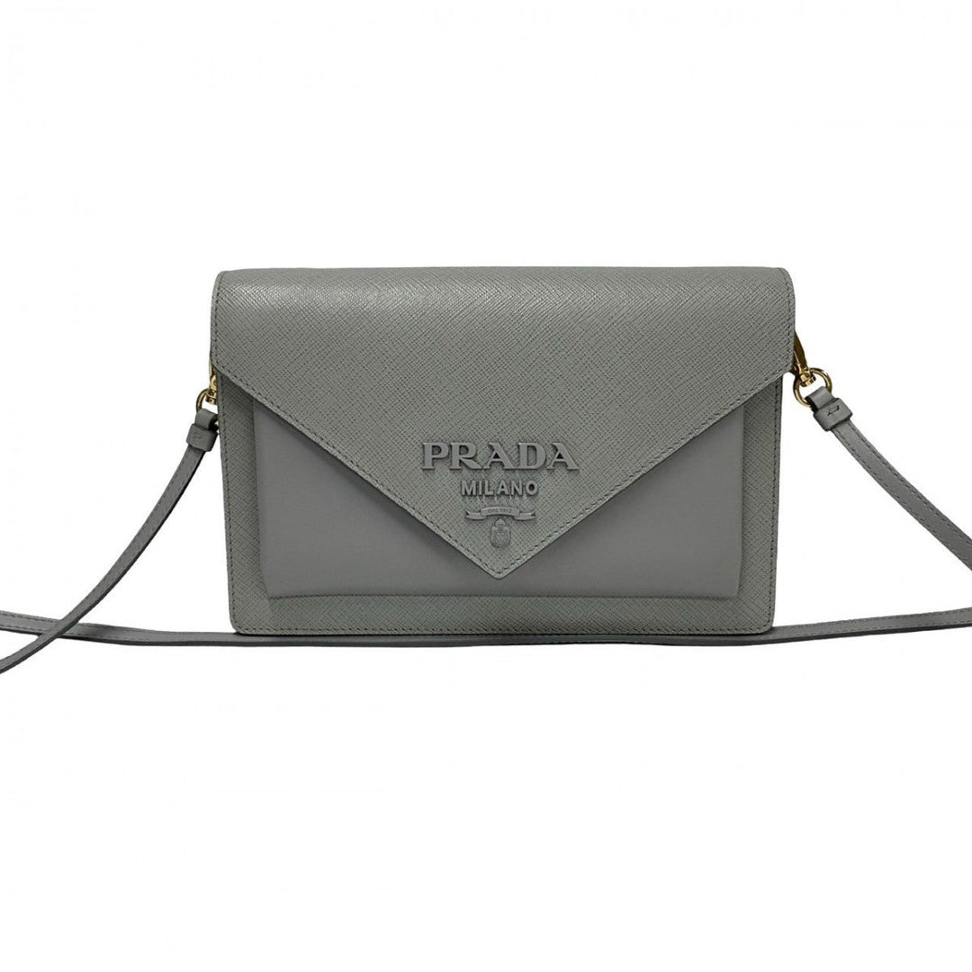 PRADA Shoulder Bag leather gray