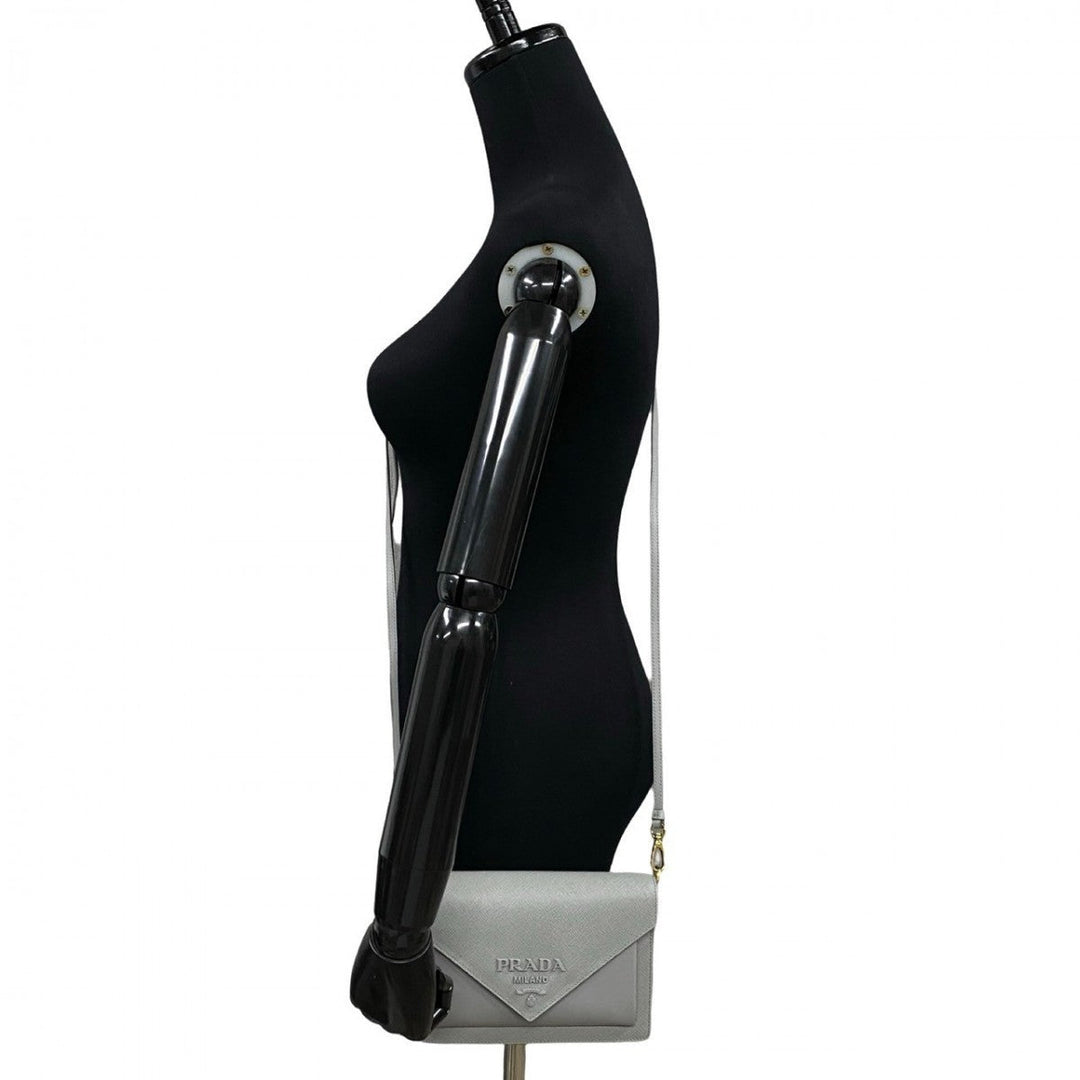 PRADA Shoulder Bag leather gray