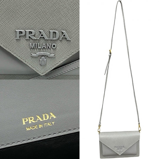 PRADA Shoulder Bag leather gray