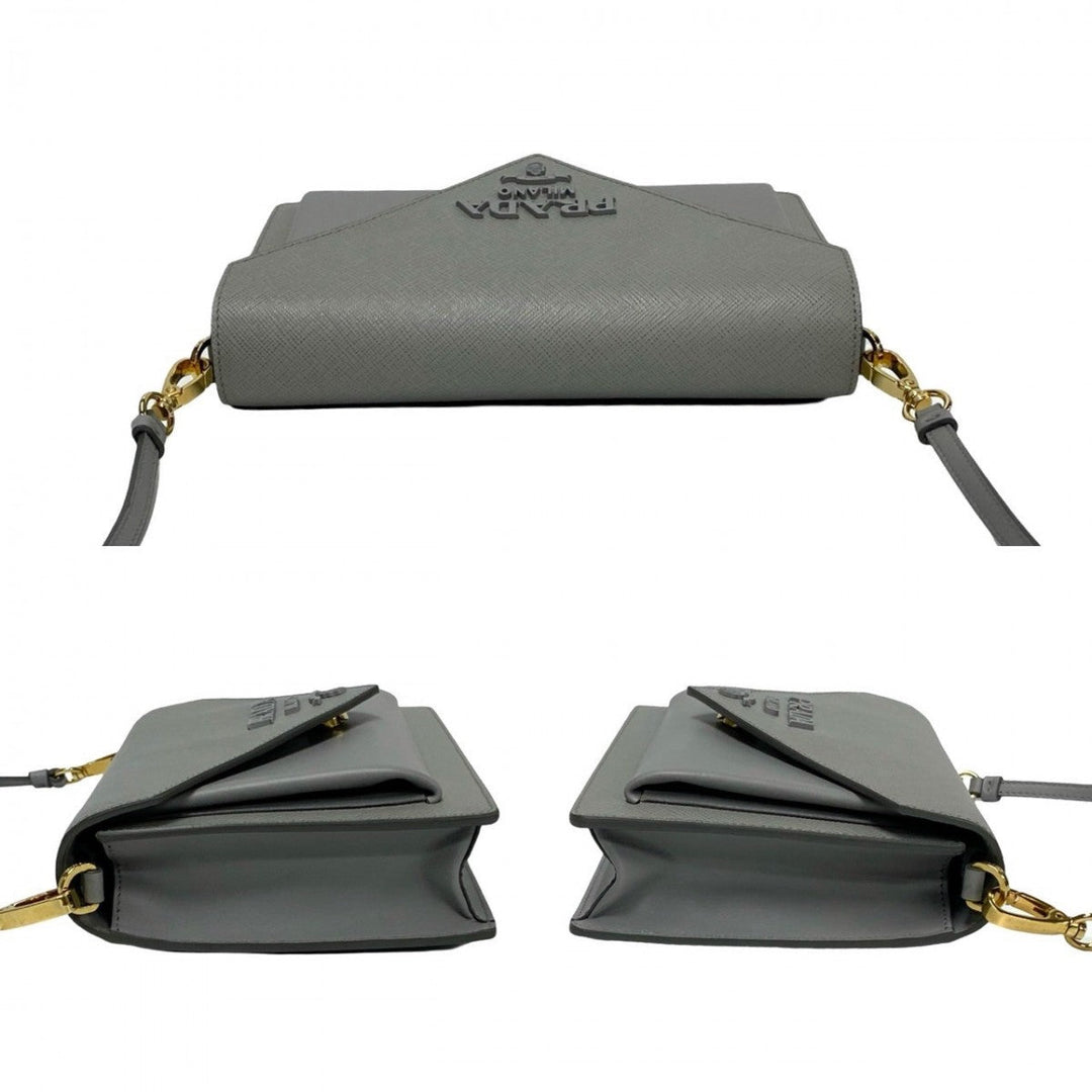 PRADA Shoulder Bag leather gray