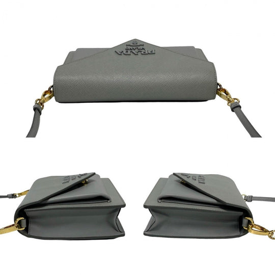 PRADA Shoulder Bag leather gray