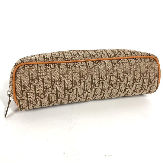 Dior pencil case Canvas / leather beige Pouch Trotter logo Women Used Authentic