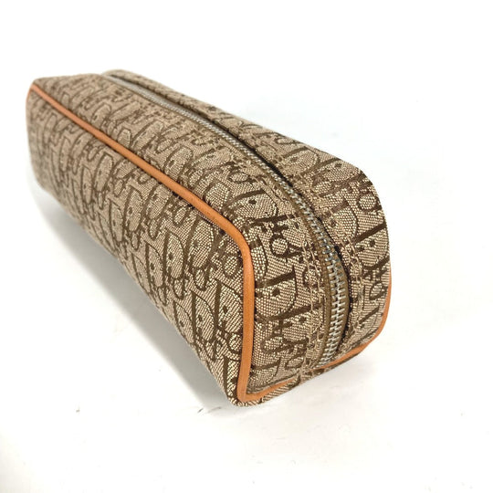Dior pencil case Canvas / leather beige Pouch Trotter logo Women Used Authentic