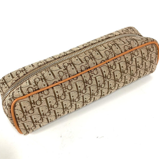 Dior pencil case Canvas / leather beige Pouch Trotter logo Women Used Authentic