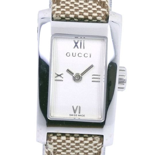 GUCCI Watches Quartz 8600L Stainless Steel, GG Canvas white White dial Women Used Authentic