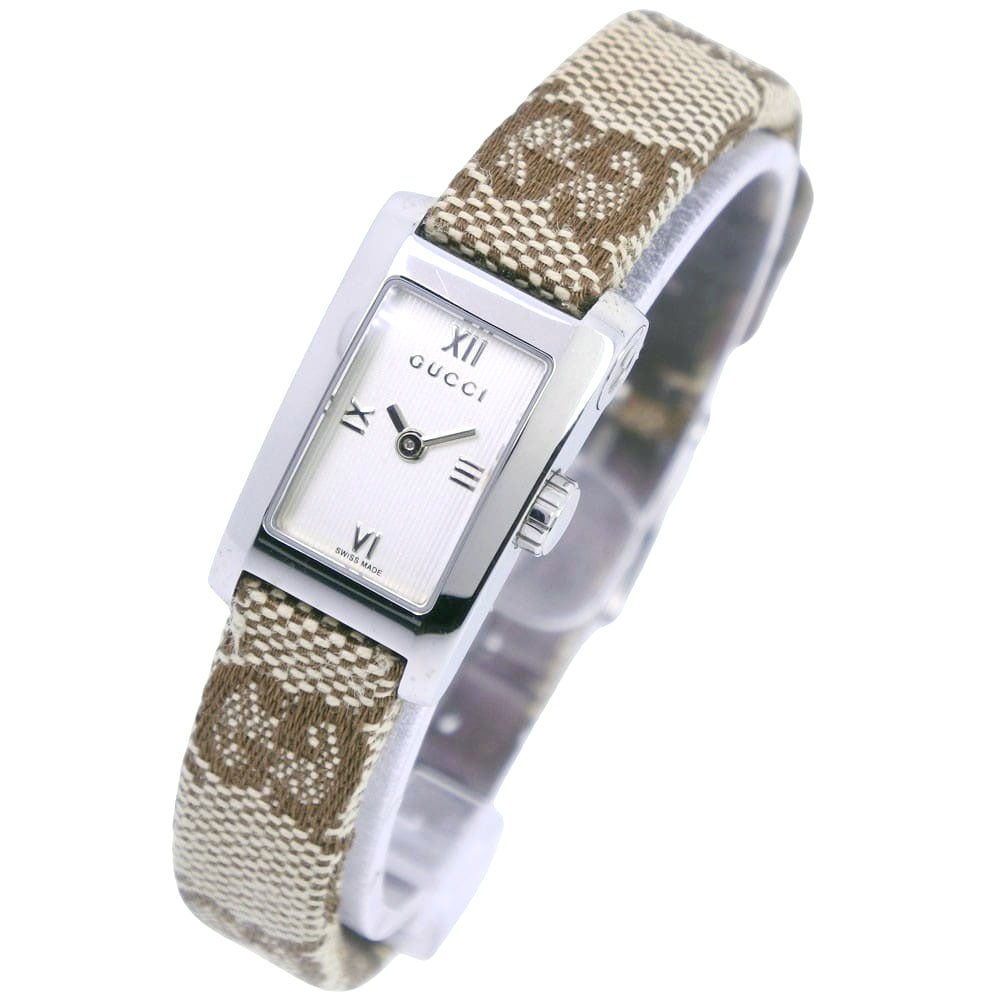 GUCCI Watches Quartz 8600L Stainless Steel, GG Canvas white White dial Women Used Authentic