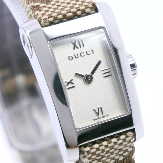 GUCCI Watches Quartz 8600L Stainless Steel, GG Canvas white White dial Women Used Authentic