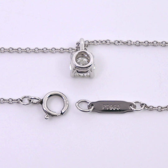 TIFFANY&Co. Necklace Pt950Platinum, Diamond Silver 0.3ct Solitaire Women Used Authentic