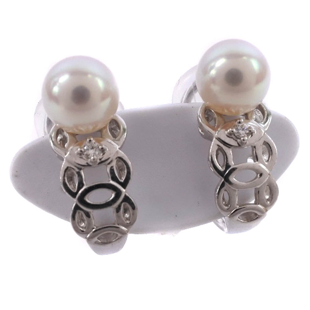 TASAKI Earring 18K white gold, pearl, diamond Silver Pearl Women Used Authentic