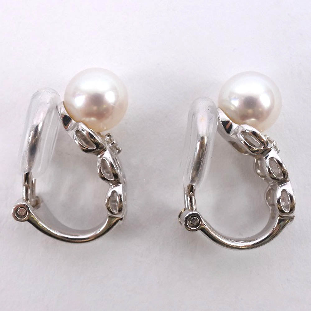 TASAKI Earring 18K white gold, pearl, diamond Silver Pearl Women Used Authentic