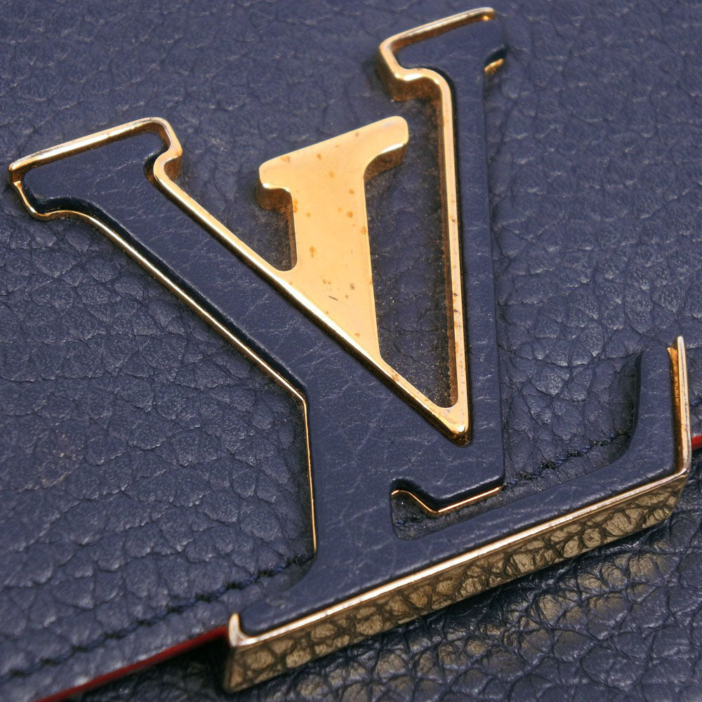 LOUIS VUITTON Long Wallet Purse M63739 leather Navy Taurillon Clemence Portefeuille Capsine unisex(Unisex) Used Authentic