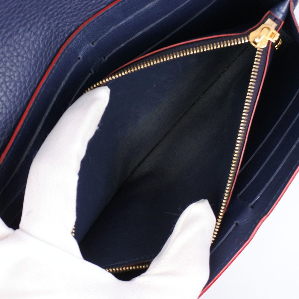 LOUIS VUITTON Long Wallet Purse M63739 leather Navy Taurillon Clemence Portefeuille Capsine unisex(Unisex) Used Authentic