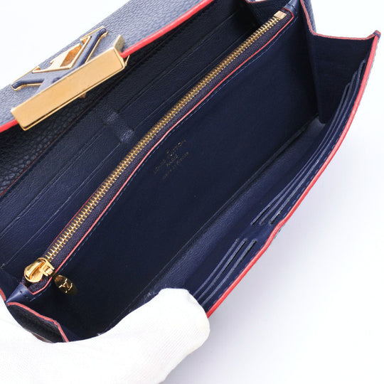 LOUIS VUITTON Long Wallet Purse M63739 leather Navy Taurillon Clemence Portefeuille Capsine unisex(Unisex) Used Authentic