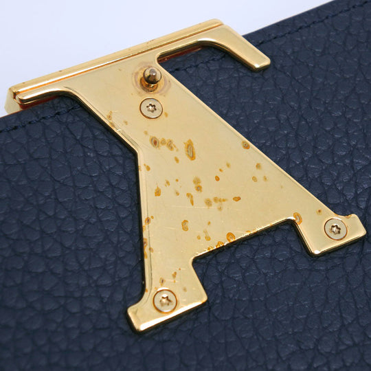 LOUIS VUITTON Long Wallet Purse M63739 leather Navy Taurillon Clemence Portefeuille Capsine unisex(Unisex) Used Authentic