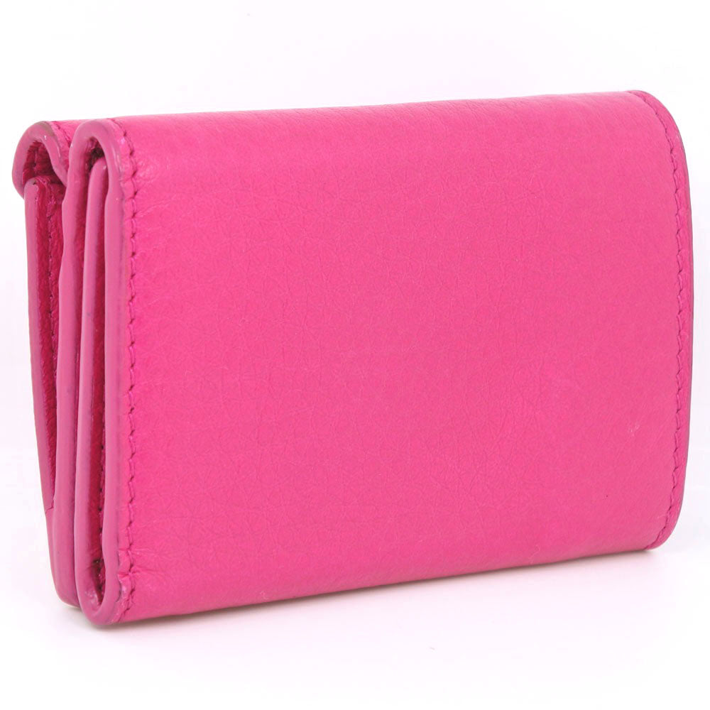 BALENCIAGA Tri-fold wallet 391446 leather pink Paper mini Women Used Authentic