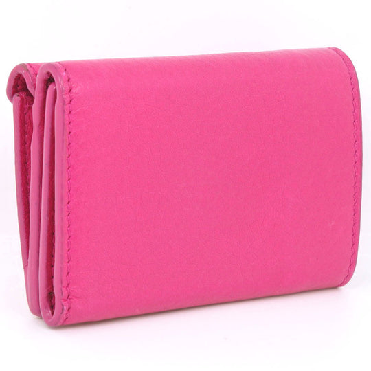 BALENCIAGA Tri-fold wallet 391446 leather pink Paper mini Women Used Authentic