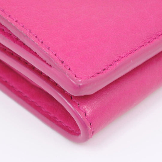 BALENCIAGA Tri-fold wallet 391446 leather pink Paper mini Women Used Authentic
