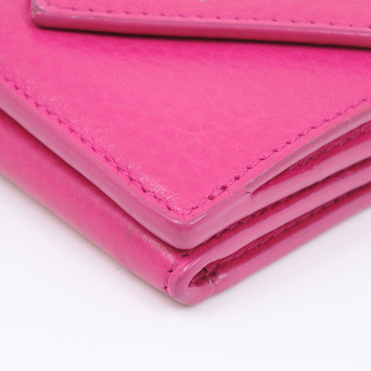 BALENCIAGA Tri-fold wallet 391446 leather pink Paper mini Women Used Authentic
