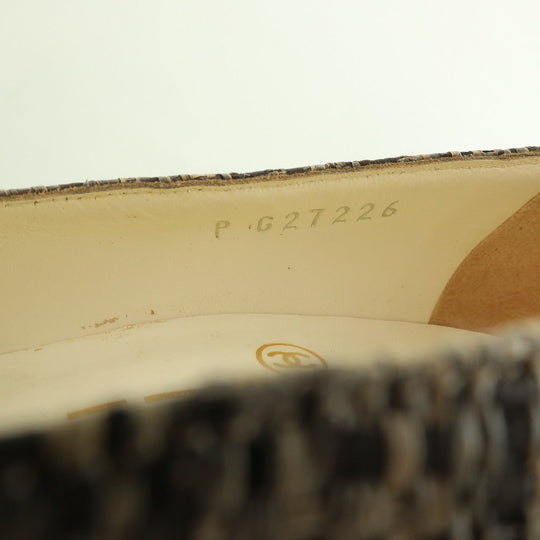 CHANEL pumps Patent Leather, Jute Two-tone (Brown) High heels 36 1/2
