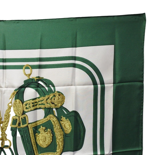 HERMES scarf silk green Carre90 Women Used Authentic