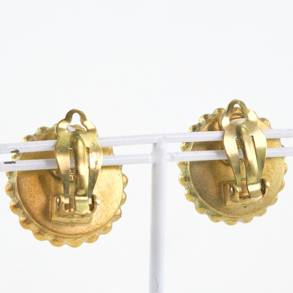 CHANEL Earring Plated Gold black vintage COCO Mark Women Used Authentic
