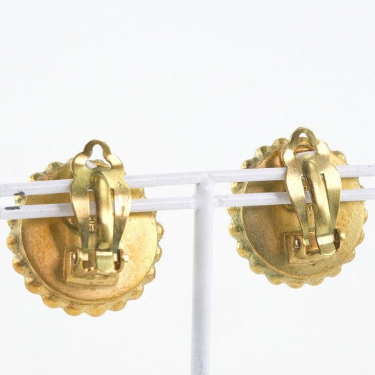CHANEL Earring Plated Gold black vintage COCO Mark Women Used Authentic