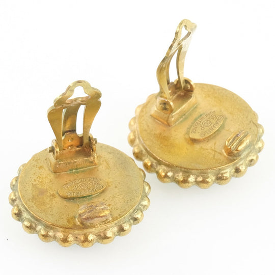 CHANEL Earring Plated Gold black vintage COCO Mark Women Used Authentic