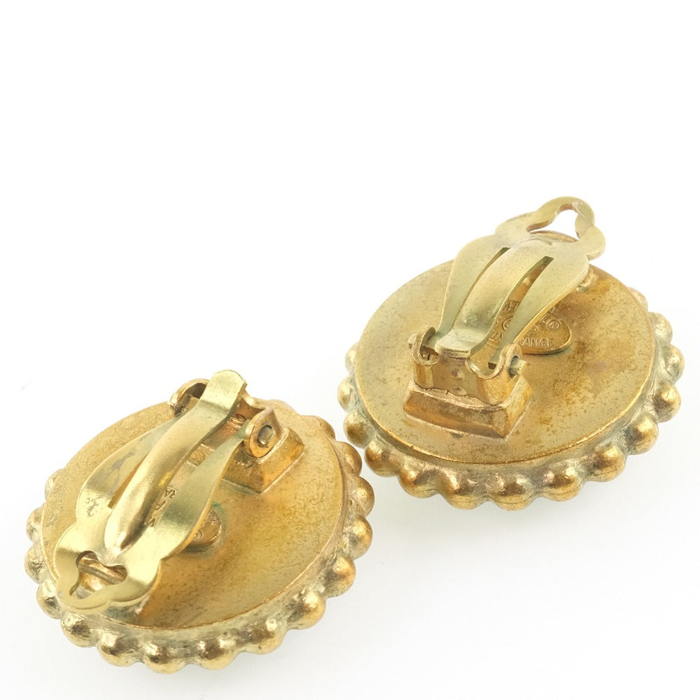 CHANEL Earring Plated Gold black vintage COCO Mark Women Used Authentic