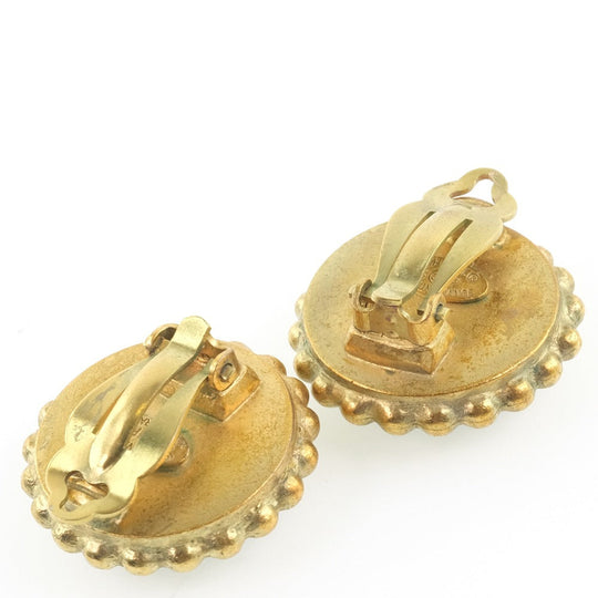 CHANEL Earring Plated Gold black vintage COCO Mark Women Used Authentic