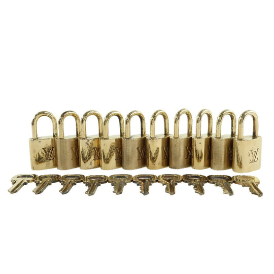 LOUIS VUITTON Cadena brass gold 10 pieces set Padlock & key mens(Unisex) Used Authentic