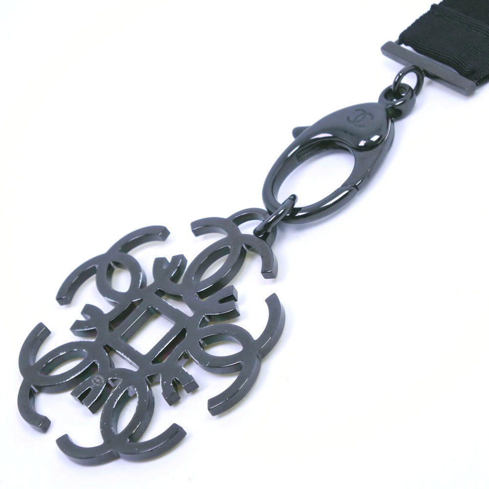 CHANEL Necklace Rhinestone black strap Women Used Authentic