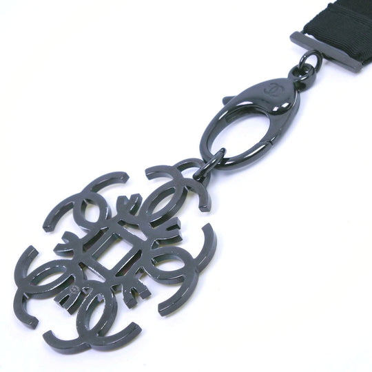CHANEL Necklace Rhinestone black strap Women Used Authentic