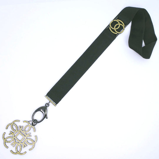 CHANEL Necklace Rhinestone black strap Women Used Authentic