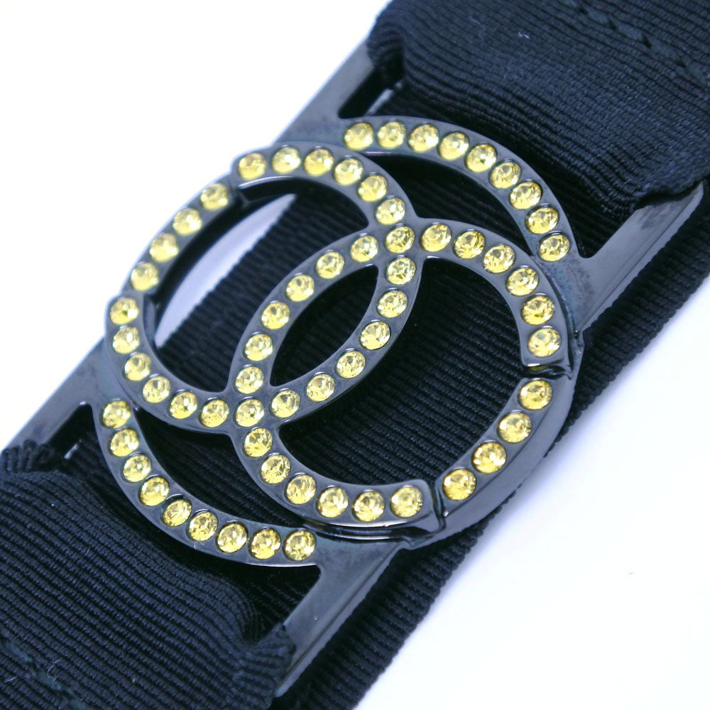 CHANEL Necklace Rhinestone black strap Women Used Authentic