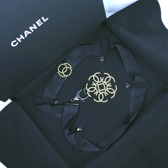 CHANEL Necklace Rhinestone black strap Women Used Authentic