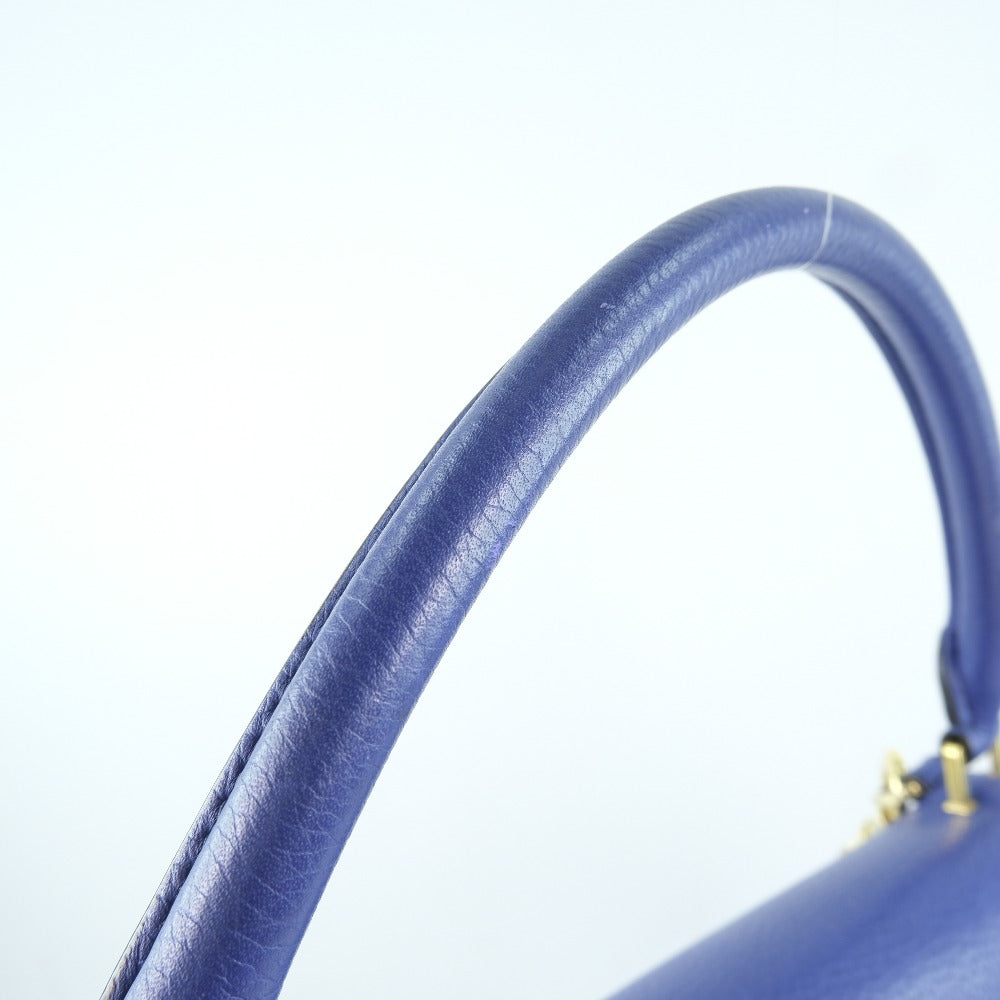 CELINE Handbag Calfskin Blue 2WAYShoulder Trapeze Women Used Authentic