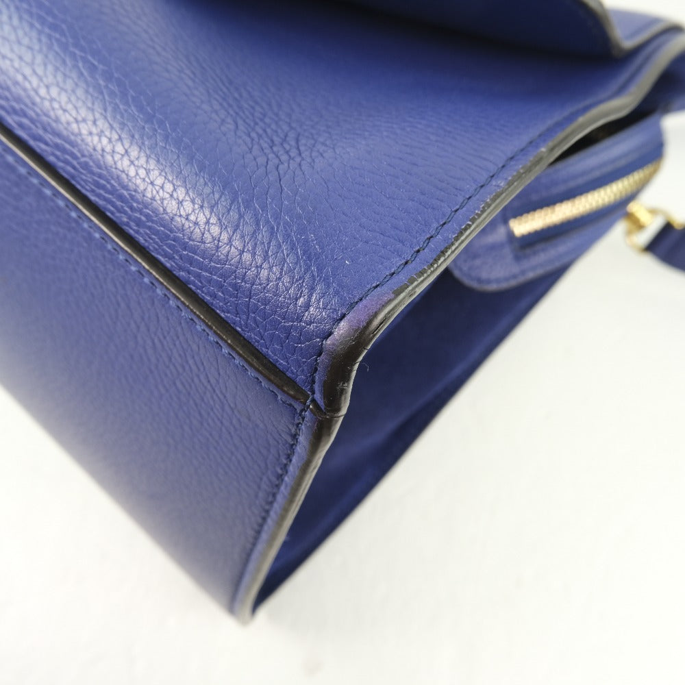 CELINE Handbag Calfskin Blue 2WAYShoulder Trapeze Women Used Authentic