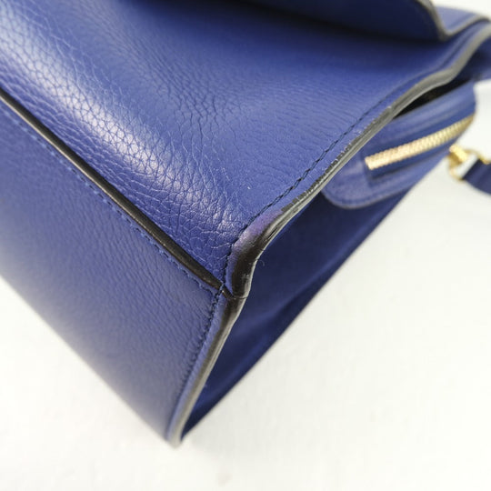 CELINE Handbag Calfskin Blue 2WAYShoulder Trapeze Women Used Authentic