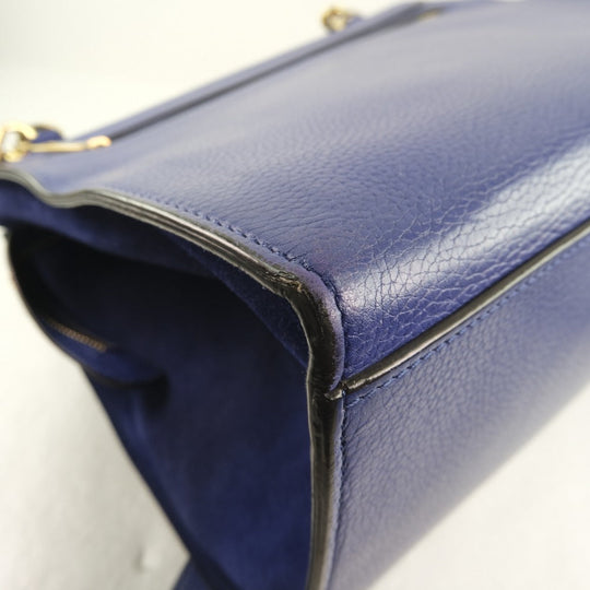 CELINE Handbag Calfskin Blue 2WAYShoulder Trapeze Women Used Authentic