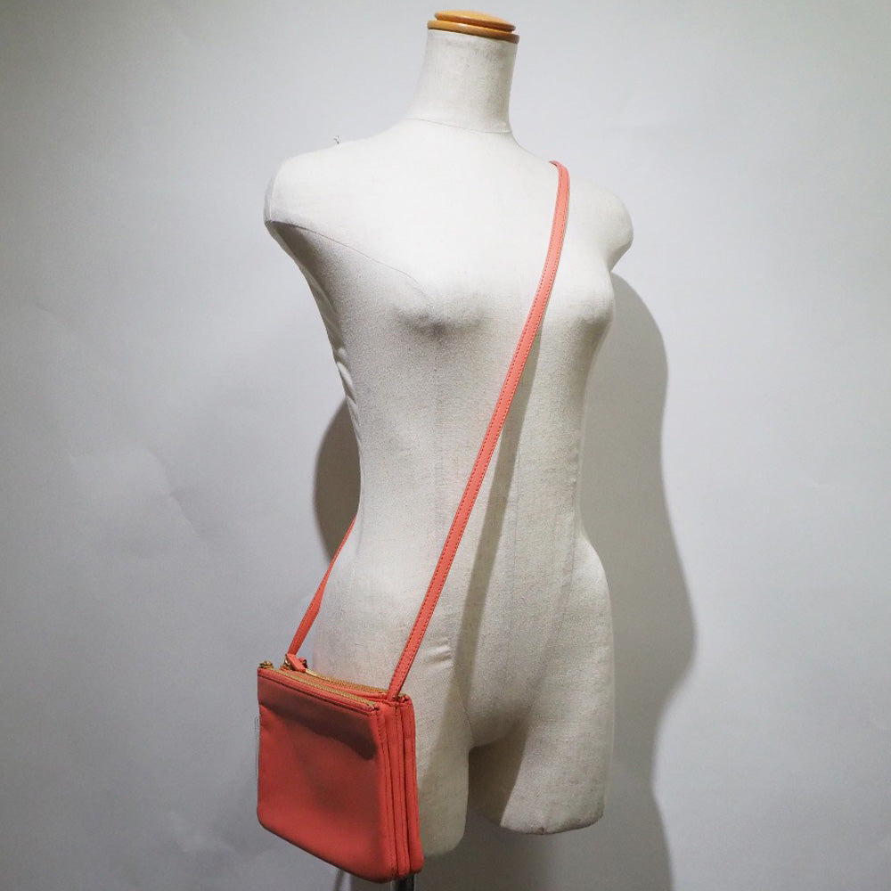 CELINE Shoulder Bag 165113ETA lambskin Coral pink Trios Mall Women Used Authentic