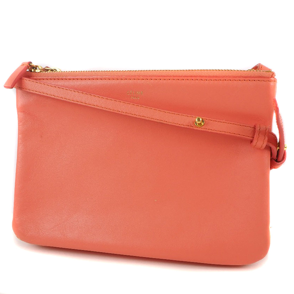 CELINE Shoulder Bag 165113ETA lambskin Coral pink Trios Mall Women Used Authentic