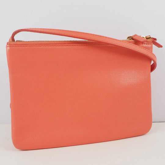 CELINE Shoulder Bag 165113ETA lambskin Coral pink Trios Mall Women Used Authentic