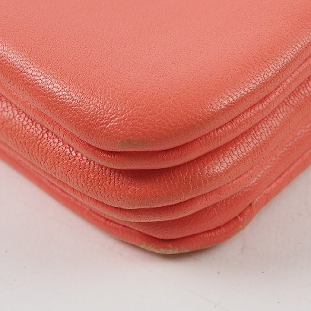 CELINE Shoulder Bag 165113ETA lambskin Coral pink Trios Mall Women Used Authentic