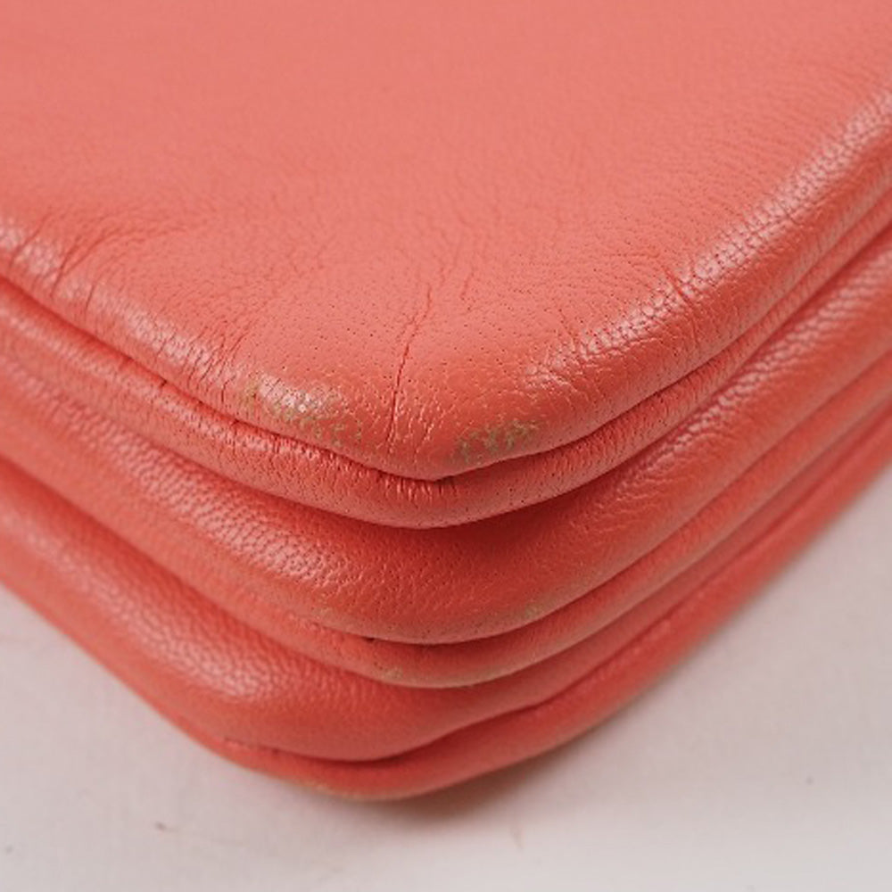 CELINE Shoulder Bag 165113ETA lambskin Coral pink Trios Mall Women Used Authentic