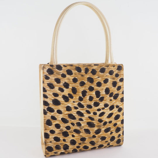 Christian Dior Handbag canvas yellow Leopard Women Used Authentic